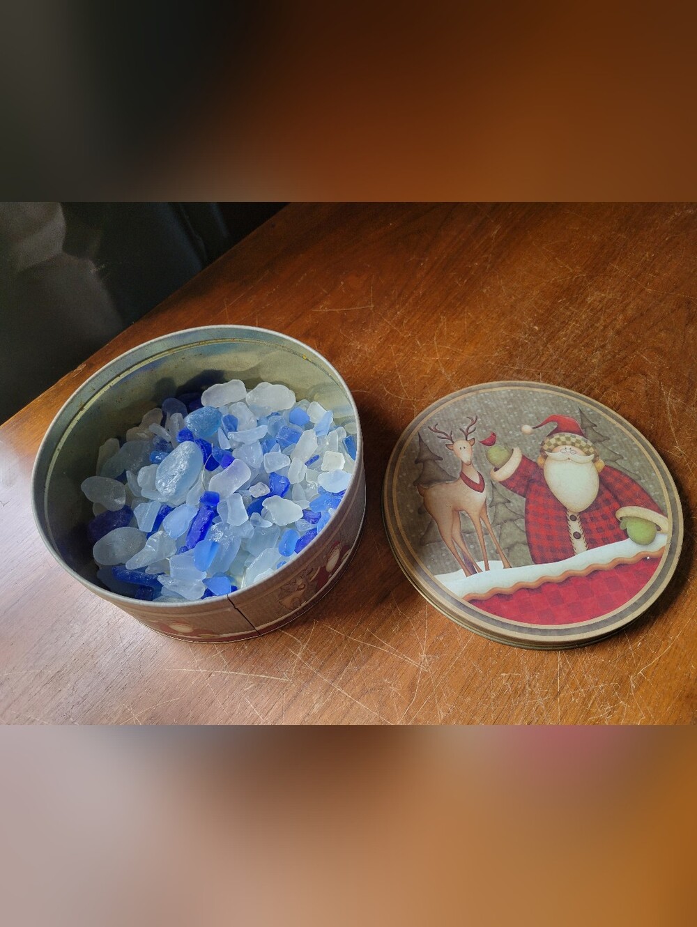 40 oz Cobalt Blue White Sea Glass Bulk Frosted Pieces DIY Crafts Vase Filler 2.5